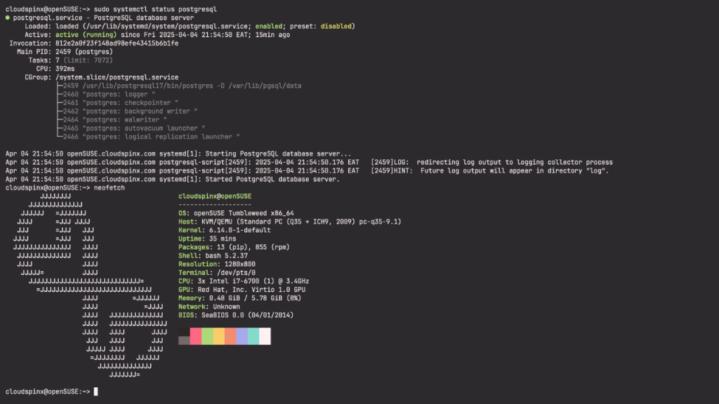 How To Install PostgreSQL 17 on openSUSE - CloudSpinx